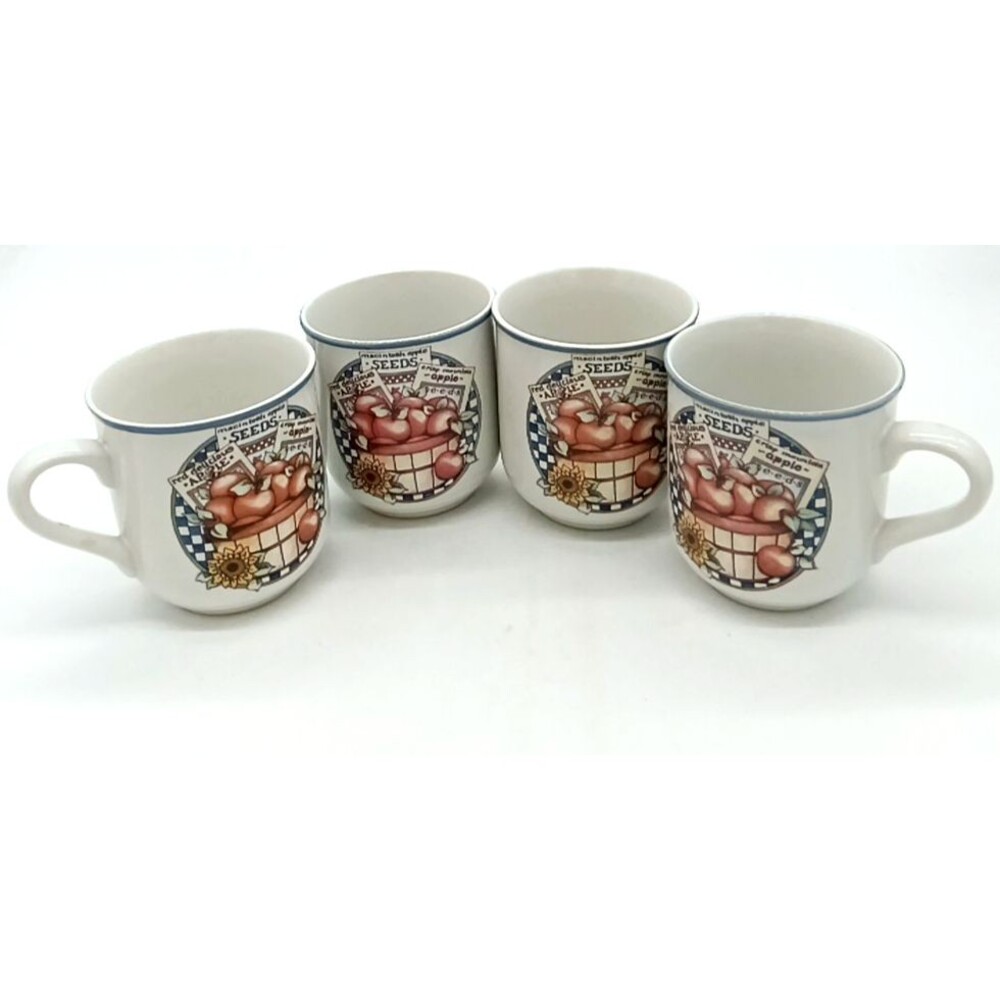 International Tableworks Set Of 4 Appletime  Coffee Mugs